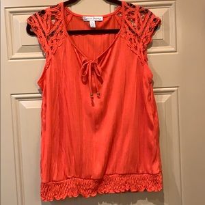 French Laundry - M orange lace cap sleeve top